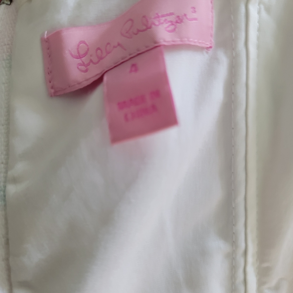 Lilly Pulitzer White Strapless Dress with Pink & Green Floral Print - Picture 9 of 10